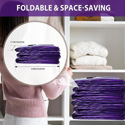 6 Pack Moving Bags Heavy Duty, Extra Large Moving Bags, Moving Supplies, Storage Bags with Handles and Zippers, Waterproof Totes for Storage Saving Packaging Shipping and Travel(Laser Purple)