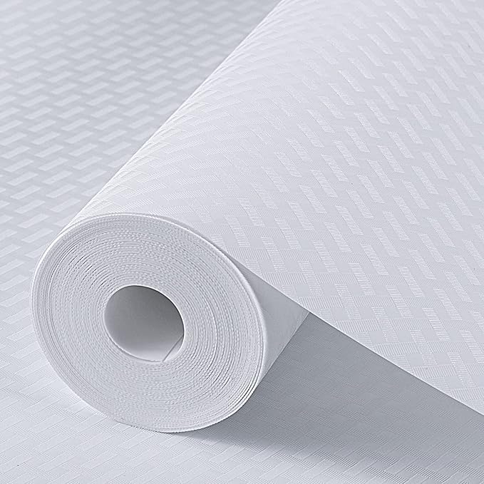 Shelf Liners for Kitchen Cabinets Refrigerator Liners Waterproof & Oil-Proof Kitchen Cupboard Liner Non-Slip Drawer Mats Non Adhesive Fridge Liner for Shelves-White 11.8 x 118 Inches