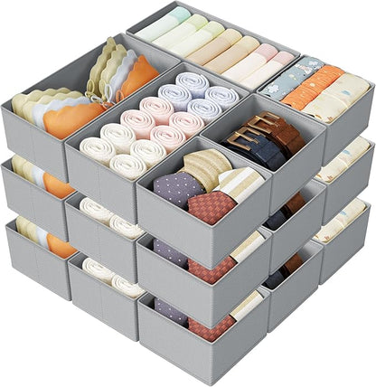 DIMJ Drawer Organizer Clothes Storage - 18 Pack Baby Dresser Organizer for Nursery, Foldable Drawer Dividers for Bedroom Closet Organization, Fabric Storage Bins for Socks, Underwears, Bras