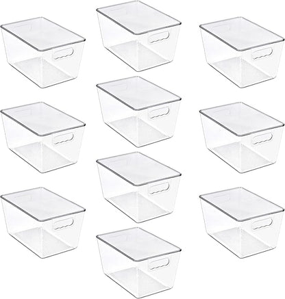 Sorbus Clear Storage Bins with Lids, 10 Pack Large Organization Bins with Handles – Clear Stackable Storage Containers for Storage, Pantry, Fridge, Cabinet, Closet & Kitchen Organization – BPA-Free