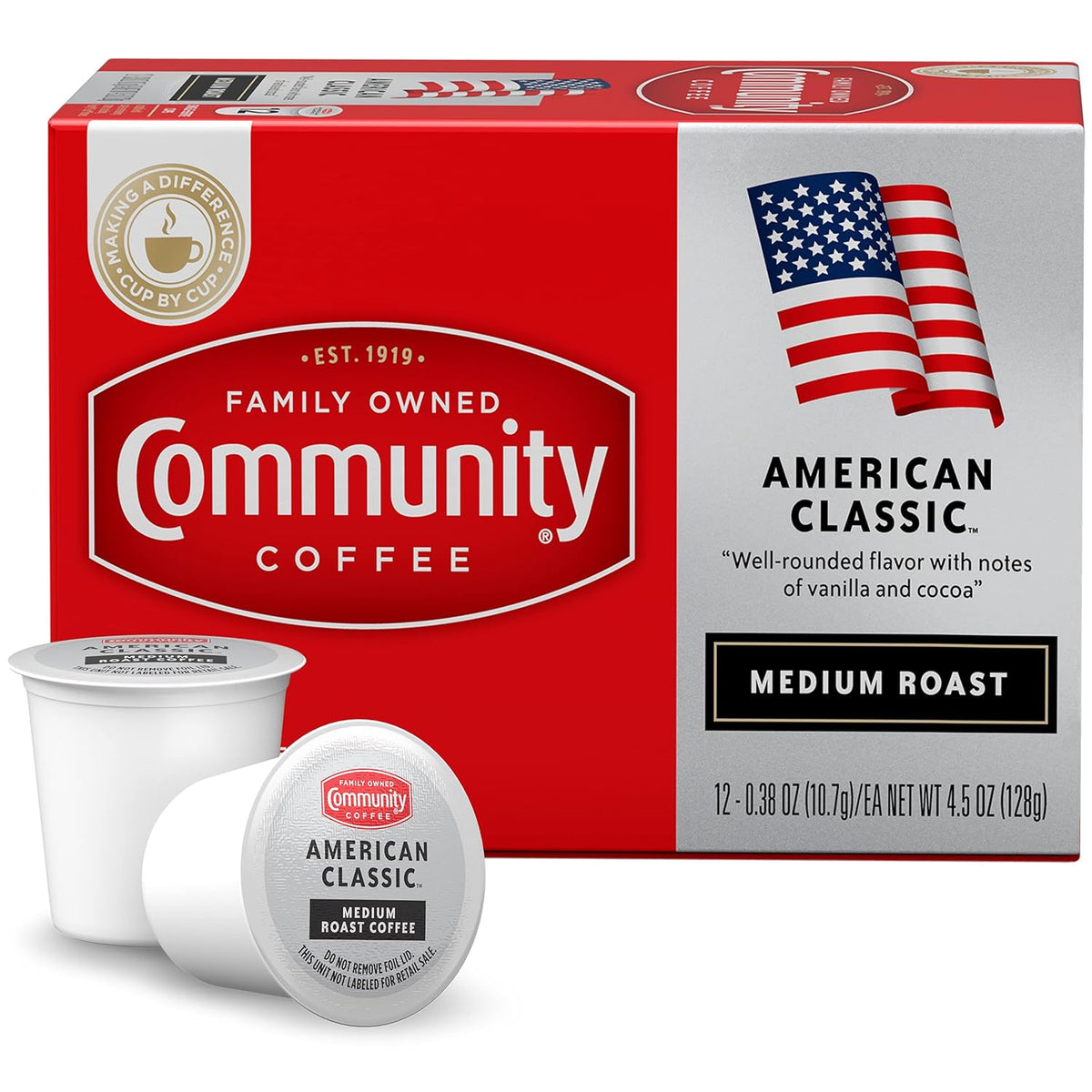 Community Coffee American Classic 24 Count Coffee Pods, Medium Roast, Compatible with Keurig 2.0 K-Cup Brewers, 24 Count