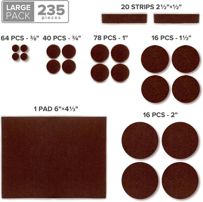 Felt Furniture Pads X-PROTECTOR 235 PCS Premium Furniture Pads - Felt Pads Furniture Feet Best Wood Floor Protectors - Protect Your Hardwood & Laminate Flooring!