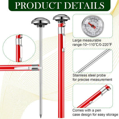 Xuhal 4 Pieces Stainless Steel Kitchen Pocket Thermometer Immediate Read 1 Inch Dial Food Thermometer with 4 Pcs Sleeves for Milk Frothing Oven Meat