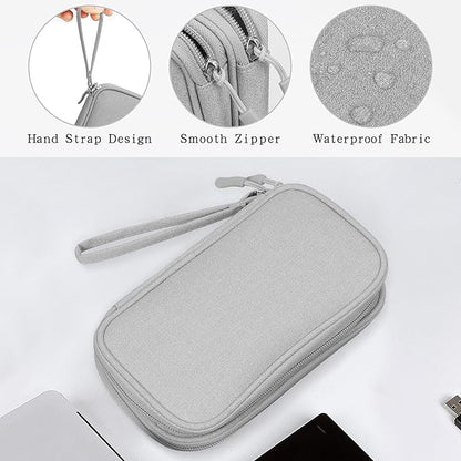 Skycase Electronic Organizer Travel Case - Waterproof Travel Cord Pouches for Organization, Cable Organizer, All-in-One Double Layers Storage Bag for Accessories, Charger, Cable, Grey-1