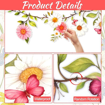 BLMHTWO 2PCS Flower Banner, Wildflower Garland for Enchanted Garden Theme Reusable Floral Banner Waterproof Garden Party Decorations for Wedding Backdrop Birthday Tea Supplies