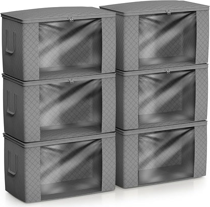 Sorbus Foldable Storage Bag Organizers, Large Clear Window & Carry Handles, Great for Clothes, Blankets, Closets, Bedrooms, and more