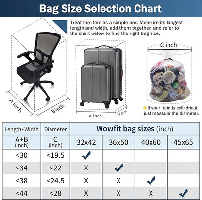 Wowfit 5 CT 40x60 inches Extra Large Clear Plastic Bags Perfect for Car Seat, Luggage, Suitcase, Stroller, Chair, Kids Bike and Attic Storage (2 Mil Flat Bags)