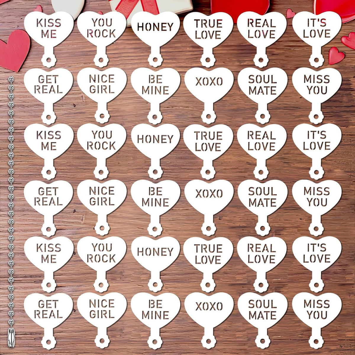 Julbear Valentine's Day Cookie Stencils, 36 Pieces Valentine's Conversation Heart Cookie Coffee Stencils for Cookies Baking Coffee Decoration