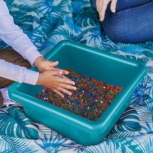 ECR4Kids Stackable Square Bins with Non-Snap Lids, Multipurpose Organization, Turquoise, 2-Pack