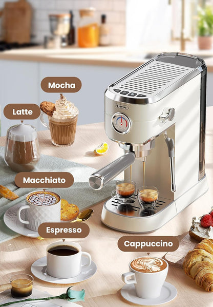 Gevi Commercial Espresso and Coffee Makers, Professional Espresso Maker Latte Machine with Milk Frother, Stainless Steel Expresso Coffee Machines for Home, Compact Cappuccino Machine, Great Gift