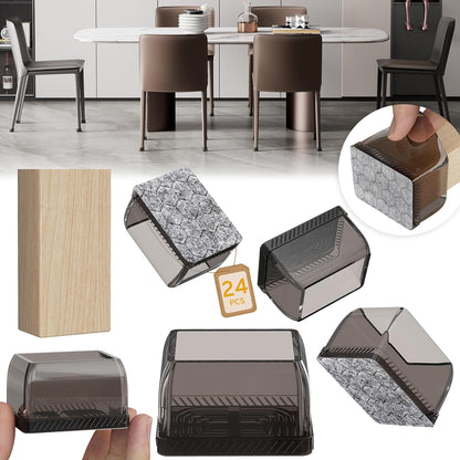 24PCS Rectangular Chair Leg Floor Protectors, Furniture Sliders, Non-Slip Felt Furniture Pads for Hardwood Floors, Silicone Cap Covers to Protect Floors,(Fit L :1.73-2.05", W: 1.34-1.65")
