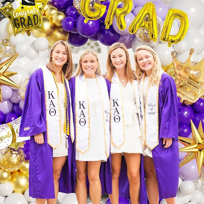 Graduation Balloon Arch Garland Kit Purple Gold White Graduation Decorations 2026 for College High School Class of 2026 Grad Party Prom Decor
