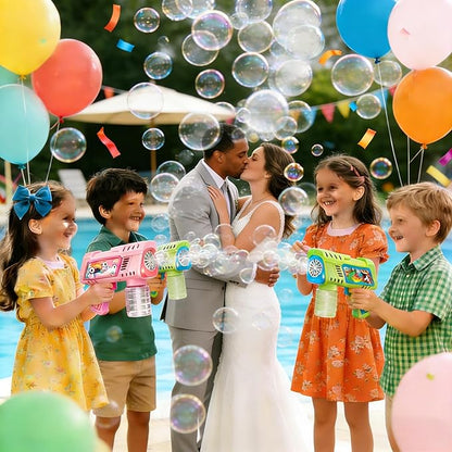 Bubble Gun for Kids with LED Lights & Leak-Proof Design Outdoor Toys for Boys Girls Party Favors Summer Toy Birthday Gifts Easter Bubbles for Wedding Favors