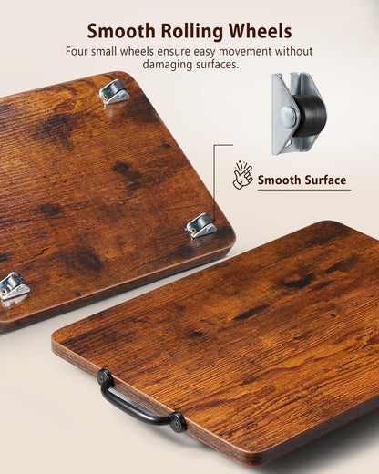 Appliance Slider, Sliding Tray for Coffee Maker, Coffee Pot Slider for Countertop, Kitchen Appliance Rolling Tray with Rubber Wheels (Rustic Brown, Large - Long (12.5” x 16”))