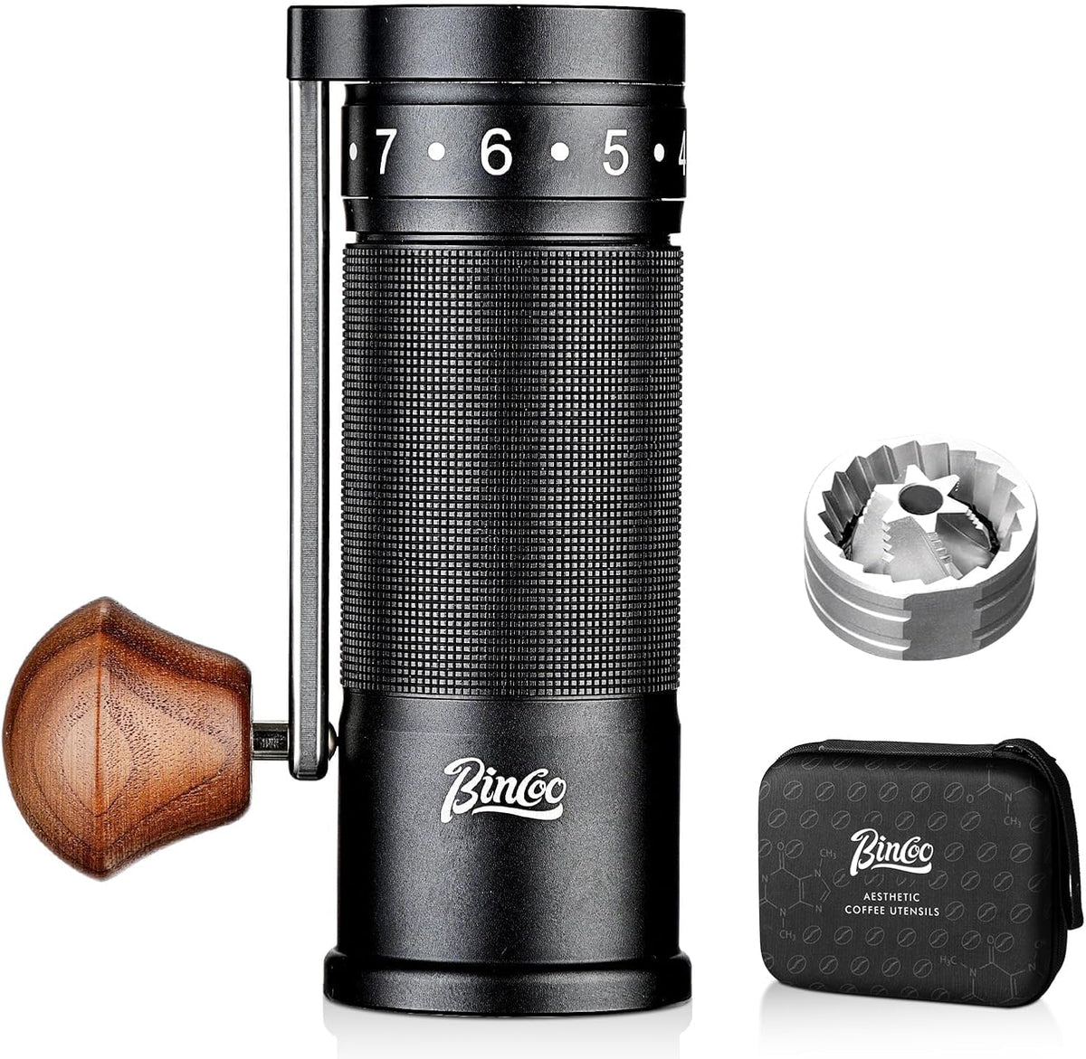 Bincoo Foldable Manual Coffee Grinder with External Adjustable Setting,Coffee Bean Grinder with Portable Storage Bag