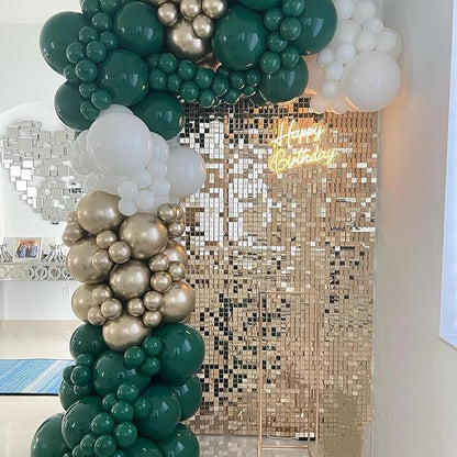 Emerald Green Gold Balloons Arch Garland Kit, 134pcs Dark Green,White,Chrome Gold Balloons for Birthday Baby Shower Wedding Anniversary Jungle Safari Wild One Animal Party Decorations