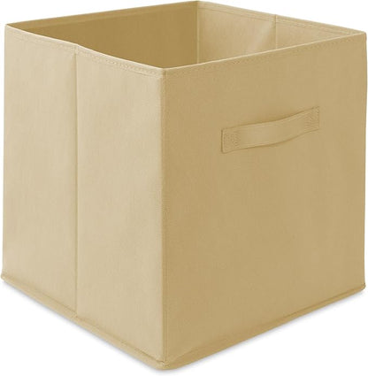 Casafield Set of 6 Collapsible Fabric Cube Storage Bins, Sandy Beige - 13" Foldable Cloth Baskets for Shelves, Cubby Organizers & More