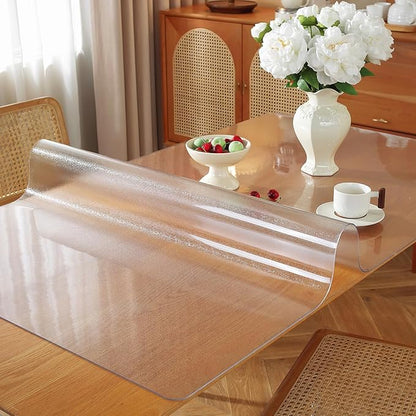 Frosted Clear Table Protector 40 x 72 Inch, 1.5mm Thick Plastic Table Cover, Waterproof PVC Clear Table Cover Protector, Desk Protector Mat, Writing Desk Pad for Desktop, Coffee & Dining Room Table