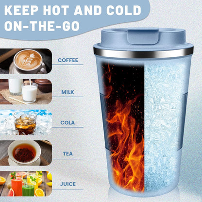Insulated Coffee Tumblers with Flip Lid 12oz / 17oz, Stainless Steel Travel Coffee Mug Leak Proof, Vacuum Insulated Coffee Mug Reusable Cup