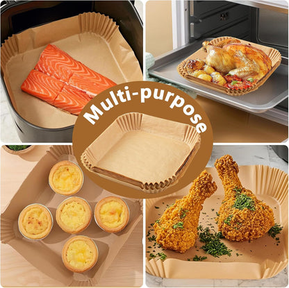 150 Pack 8.5 Inch Air Fryer Liners, Parchment Paper Sheets for Air Fryer Basket, Non-Stick, Disposable, Unbleached, Heat Resistant, Fits 5-8QT Air Fryers, Oil-Free & Healthy Cooking(Bottom size: 7in)