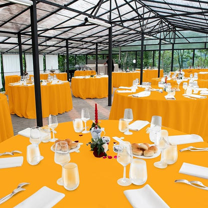 16 Pack Orange Plastic Tablecloths for Round Tables, Premium Decorative Orange Disposable Table Covers for Parties, Round Party Table Cover for Fall Autumn Birthday Thanksgiving Graduation, 84 Inch