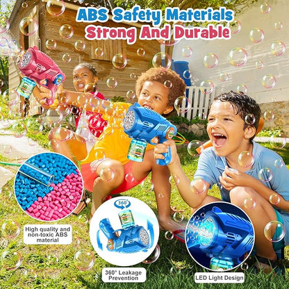 Bubble Gun Mchaine Toys for Kids: Automatic Bubble Blaster with 2 Bottles Refill Solution - Bubble Maker for 3-8 Year Old Boy Girl Kids, Outdoor Toys for Easter Birthday Wedding Party Gift (Blue, Red)