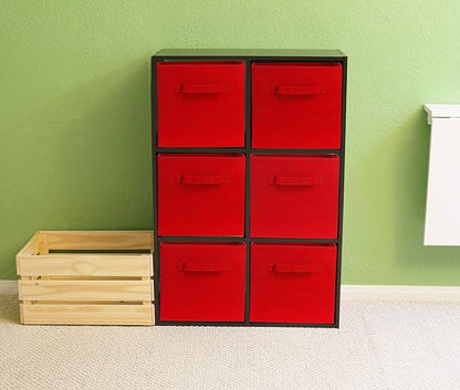 Simple Houseware Foldable Cube Storage Bins, 11-Inch Red, 6-Pack Fabric Cubes Organizer for Closet or Shelves