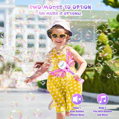 2 Pack Bubble Wands for Kids,Outdoor Party Birthday Bubble Toy for Toddlers,Light Up & Music Bubble Machine,Bubble Maker & Bubble Blower,Gift for Girls Age 3 4 5 6 Years Old.(Pink+Purple)