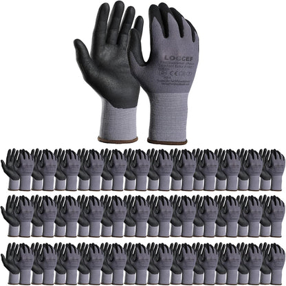 LOCCEF Safety Work Gloves MicroFoam Nitrile Coated-12 Pairs,Seamless Knit Nylon Gloves,Home Improvement,Micro-Foam Gloves