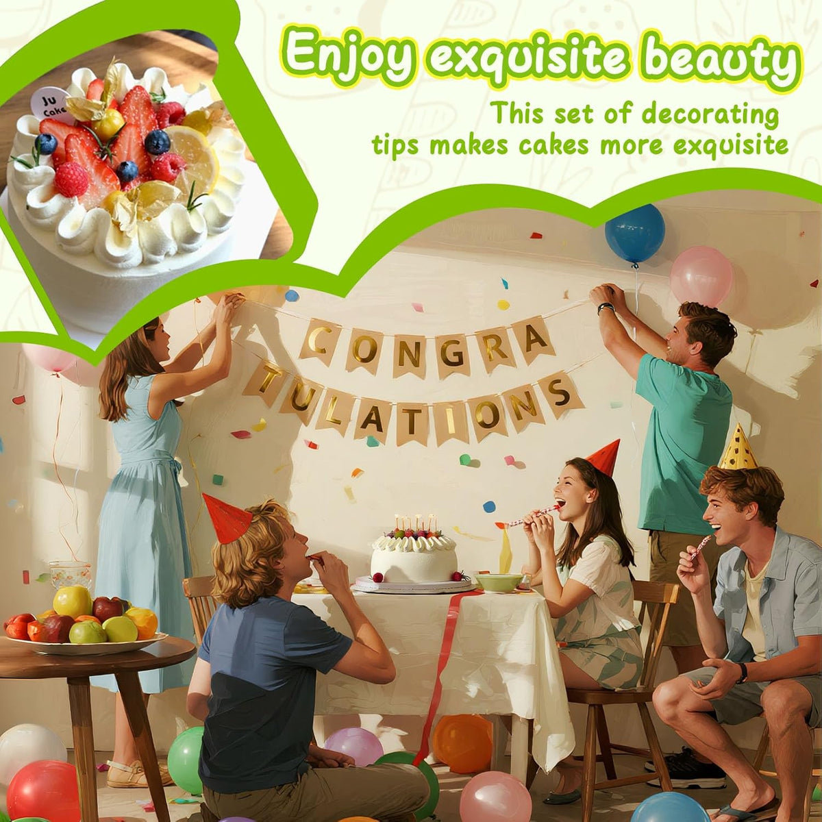 Suuker 3 Pieces Russian Piping Tips Set,V-shaped Wave Cake Decorating Nozzles Tips Piping Kit for Pastry Cupcakes Cakes Cookies Decorating Stainless