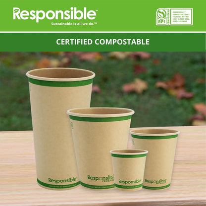 Certified Compostable 16 oz Paper Cups, Cold ＆ Hot Coffee Cups, Disposable Paper Cups, Extra Strength Disposable Cups, Made without Pfas (50 count)