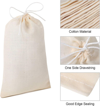 Boao 50 Pcs Cheese Cloth Tea Bags 4 x 6 Inch for Straining Reusable Tea Filter Loose Empty Soup Spice Bags for Cooking Cold Brew Coffee Muslin