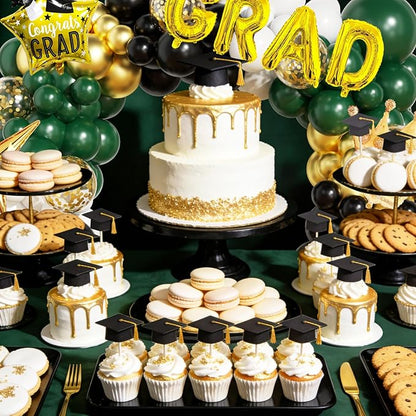 Graduation Balloon Arch Garland Kit Green Gold Black White Graduation Decorations 2026 for College High School Class of 2026 Grad Party Prom Decor
