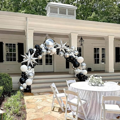 Black Silver Balloon Arch Kit Graduation Decorations 2026, 130Pcs Black and Gold Balloons and Foil Star Balloon with Confetti Ribbons Grad Party Decorations for College High School Class of 2026