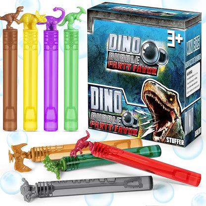 Dinosaur Bubbles Wands Bulk for Kids, Dino Birthday Decoration, 32 Pack Mini Bubble Party Favors, Pinata Stuffer, Goody Bag Filler, Classroom Prizes Treasure Box, Outdoor Toys for Toddler