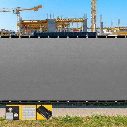 Customized 8' x 87' Gray Fence Privacy Screen,with Bindings & Grommets,Heavy Duty for Gardens,Backyard,Patio,Tennis Court,Pool,Construction Project, We Make Custom Sizes