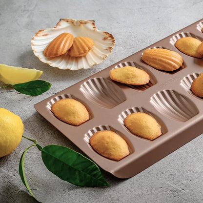 Non Toxic Nonstick Madeleine Pan 12 Well Set of 2 (24 wells), Non Stick Nontoxic Madeleines Pans for baking, Madeleine Cake Cookie Mold