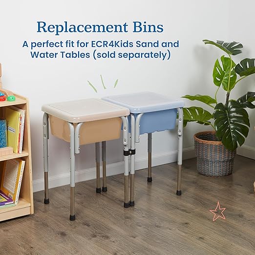 ECR4Kids Stackable Square Bins with Non-Snap Lids, Multipurpose Organization, Sand, 2-Pack