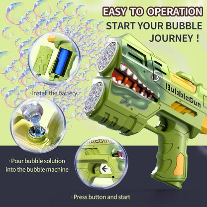 Jasny 2 Pack Bubble Guns for Kids, LED Light Up Rechargeable Bubbles Machine Blower with 2 Bottles Refill Solution for Toddlers 4-8, Wedding Birthday Gift