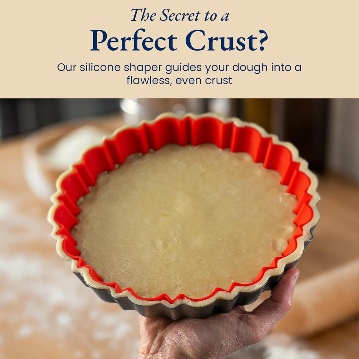 Patz&Patz Fluted Tart Pan 9 Inch Removable Bottom with Patented Silicone Crust Shaper, Nonstick Carbon Steel Quiche Baking Dish