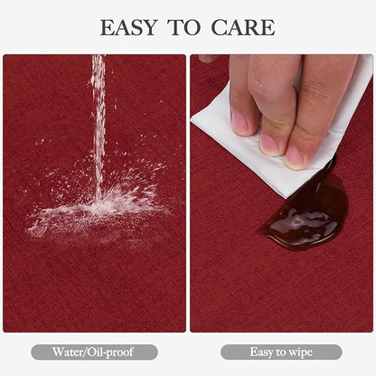 Faux Leather Heat Resistant Christmas Placemats Set of 6 – Waterproof Oilproof Wipeable Dining PU Vinyl Place Mat Easy Clean Table Mats for Kitchen/Dining/Party/Holiday, Red