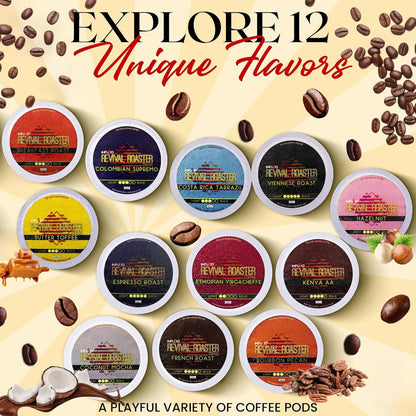 InfuSio Coffee Pods Variety Pack – 96 Count, 12 Crafted Medium & Dark Roast Blends and Artisan-Inspired Flavors Like Bourbon Pecan & Butter Toffee