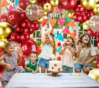Burgundy Gold Balloons Arch Garland Kit-123Pcs Metallic Confetti Balloons for Birthdays, Anniversaries, New Years, Engagements, Weddings & Retirement Party