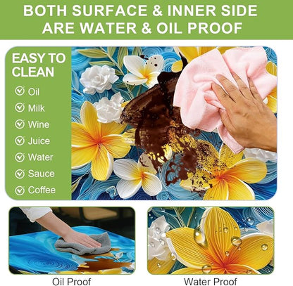 ANNA QUEEN 6FT Yellow Flowers Spring Picnic Table Cover with Bench Covers Picnic Table Cover Set 3PCS 72"x30", Outdoor Bench and Tablecloth Furniture Protection