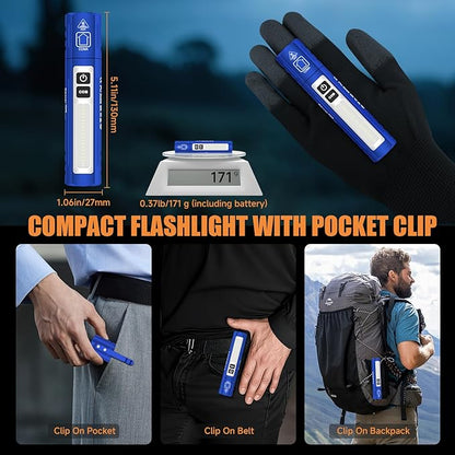 Banral Rechargeable Tactical Flashlights High Lumens - Super Bright Small Powerful LED Magnetic USB C Flashlight, 8 Modes, Dual Button Waterproof Pocket Flash Light for Emergency, Car (2, Blue)