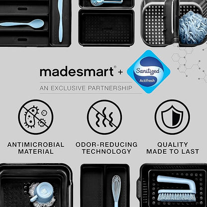 madesmart Premium 2 Tier Organizer, Under Cabinet Storage with Pull Out Sliding Drawers, for Cleaning Supplies, Undersink, Sponges, Bottles & Bath, Adjustable Dividers & Pull Out Baskets, Frost