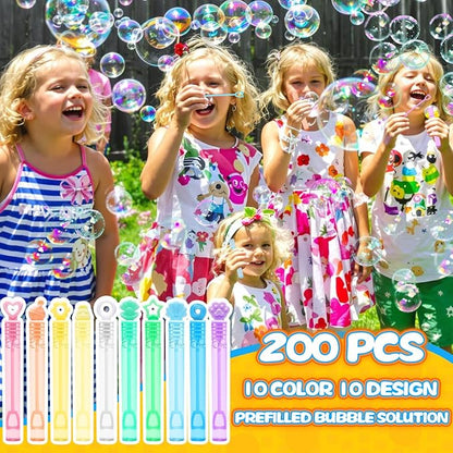 200 Pack Mini Bubble Party Favors for Kids, Bubbles Bulk with Gift Box, Pastel Bubble Wand Sticks Toy for Party Supply, Birthday Decorations, Wedding, Goody Bag Stuffers Fillers, Carnival Prizes