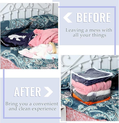 6 Packs Clear Zippered Storage Bags Sweater Moth Bags Plastic Storage for Blankets Clothes Bed Sheet Organizer with Zipper for Closet Linen Sweater Bed Sheet Clothes Pillow(12 x 12 x 12 Inch)