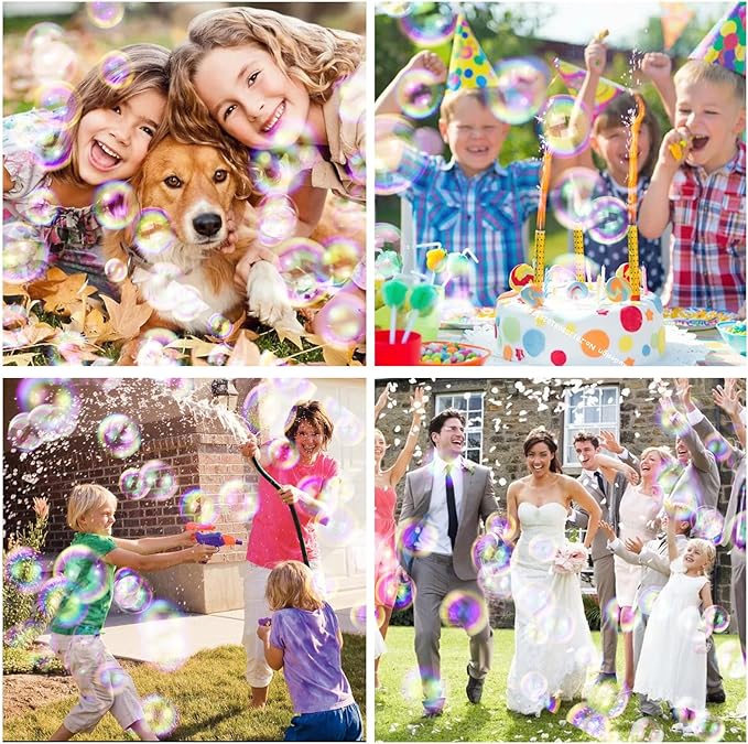 PANACARE 2 Packs Bubble Gun for Kids Automatic bubbele Maker with 10 Holes/Lighting/10000+Bubbles/Min Portable Bubble Machine with Bubble Solution Best Toy Gifts for Birthday/Party/Wedding