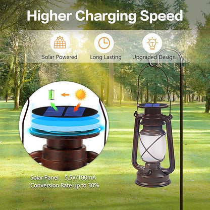 Solar Lanterns Outdoor Waterproof 4 Pack Bronze Vintage Lanterns with Dancing Flame Led Hanging Lights Decor,Lamps for Porch Garden Yard Pathway Camping